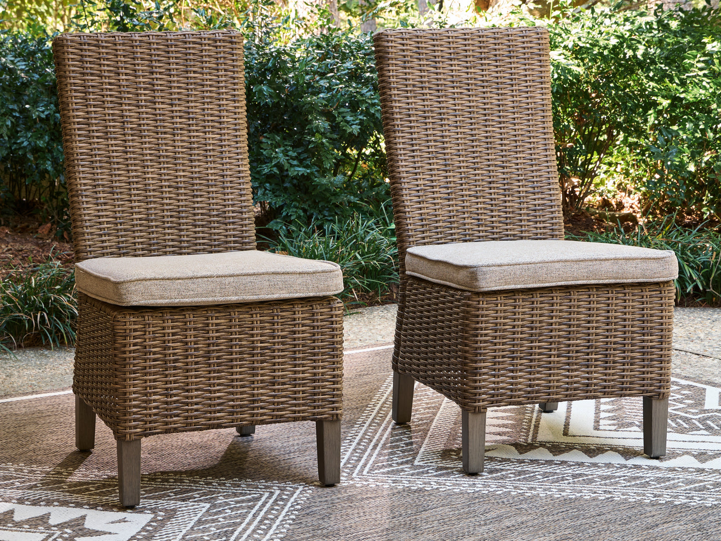 Myers Furniture Outlet - Ashley Furniture - Laguna Heights Outdoor - Side Chair with Cushion (Set of 2) / Beige - PCP790-601
