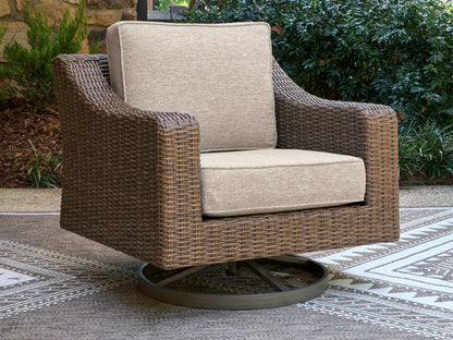 Myers Furniture Outlet - Ashley Furniture - Laguna Heights Outdoor - Swivel Lounge w/ Cushion / Beige - PCP790-821