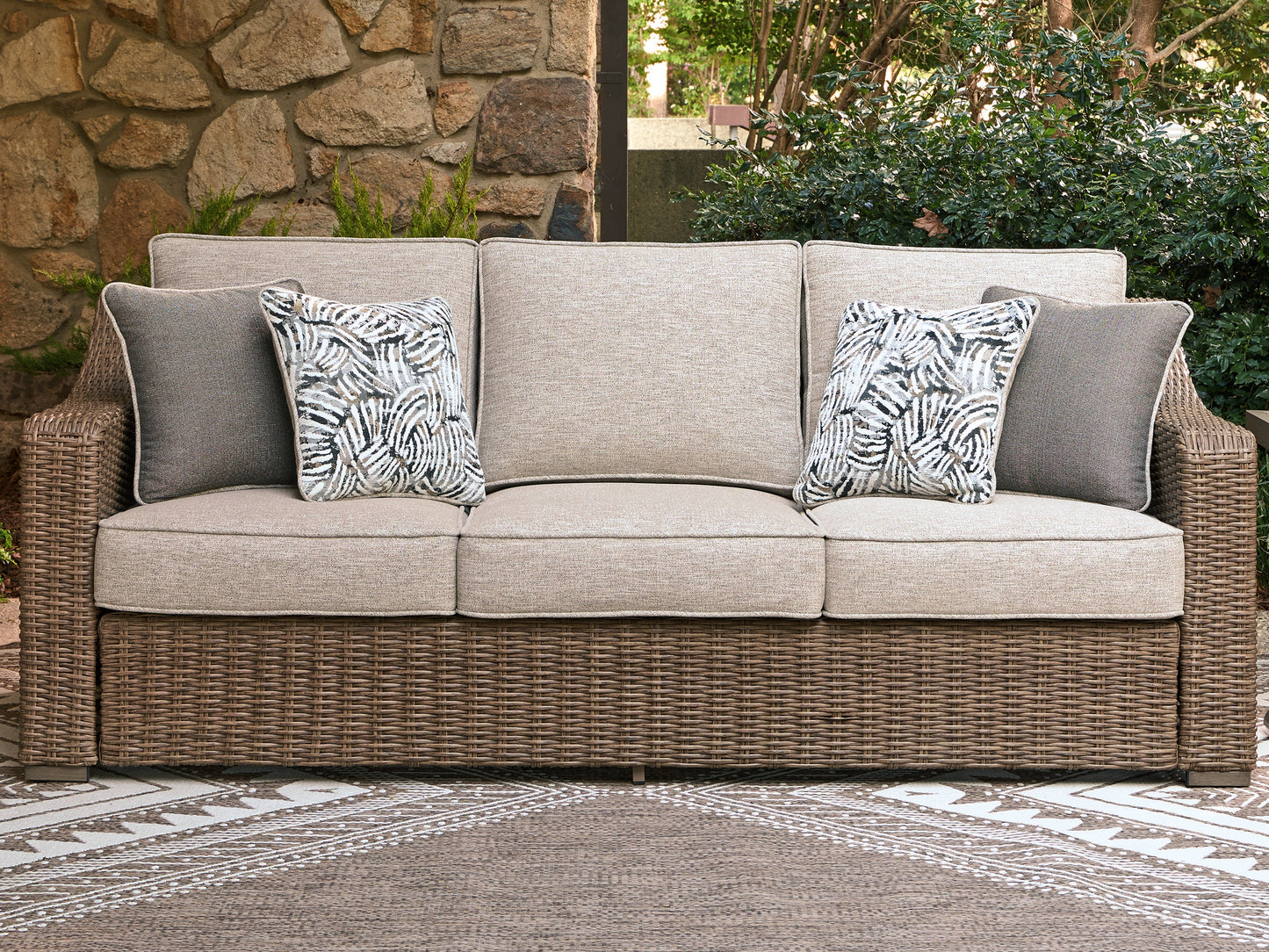 Myers Furniture Outlet - Ashley Furniture - Laguna Heights Outdoor - Sofa with Cushion / Beige - PCP790-838