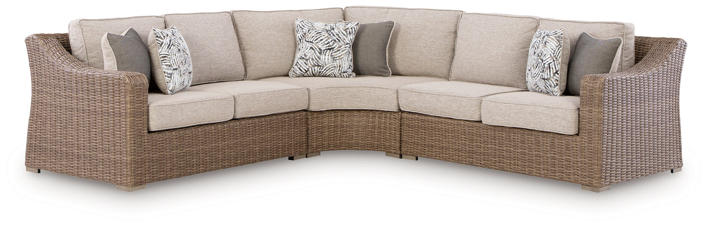 Myers Furniture Outlet - Ashley Furniture - Laguna Heights Outdoor - 3-Piece Outdoor Sectional / Beige - PCP790P1