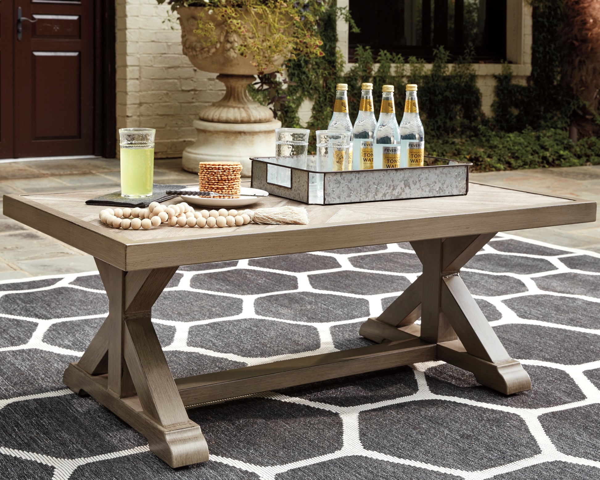 Myers Furniture Outlet - Ashley Furniture - Beachcroft Outdoor - Rectangular Cocktail Table / Beige - P791-701