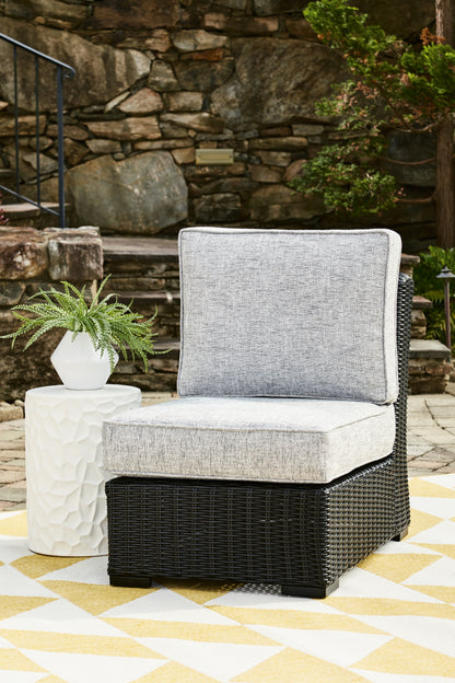 Myers Furniture Outlet - Ashley Furniture - Beachcroft Outdoor - Armless Chair w/Cushion / Black/Light Gray - P792-846