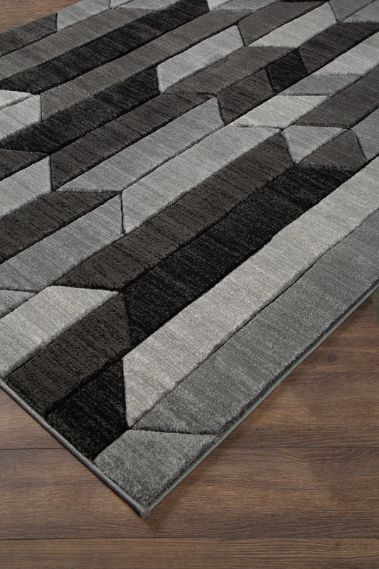 Myers Furniture Outlet - Ashley Furniture - Chayse Rug - 6'6" x 9'6" Rug / Black/Gray - R403461
