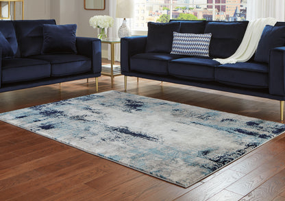 Myers Furniture Outlet - Ashley Furniture - Leonelle Rug - 7'10" x 10' Rug / White/Blue/Gray - R404871