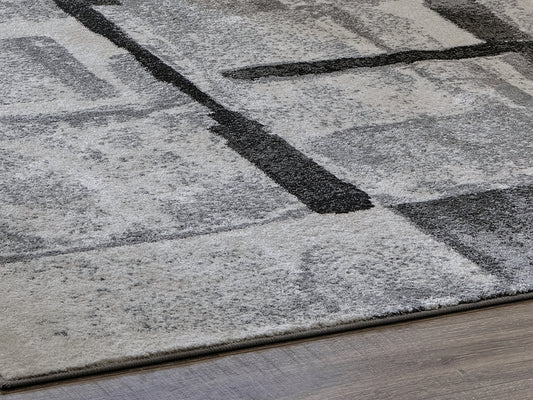Myers Furniture Outlet - Ashley Furniture - Brycebourne Rug - 5'3" x 7'7" Rug / Black/Cream/Gray - R404982