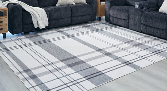 Myers Furniture Outlet - Ashley Furniture - Kaidlow Rug - 7'7" x 9'8" Washable Rug / Gray/Cream - R405911