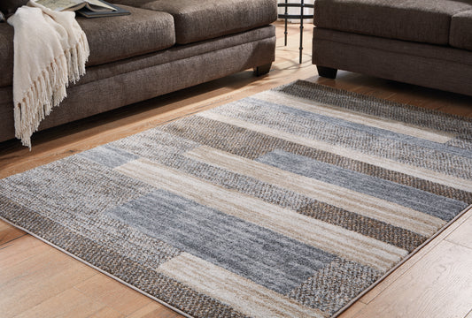 Myers Furniture Outlet - Ashley Furniture - Sethburn Rug - 5' x 7' Rug / Cream/Brown/Gray - R406592