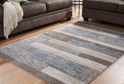 Myers Furniture Outlet - Ashley Furniture - Sethburn Rug - 8' x 10' Rug / Cream/Brown/Gray - R406591