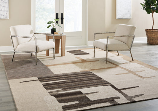 Myers Furniture Outlet - Ashley Furniture - Kencher Rug - 10' x 14' Rug / Beige/Brown - R406820