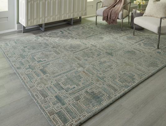 Myers Furniture Outlet - Ashley Furniture - Jossland Rug - 5' x 7' Rug / Green/Ivory - R406912