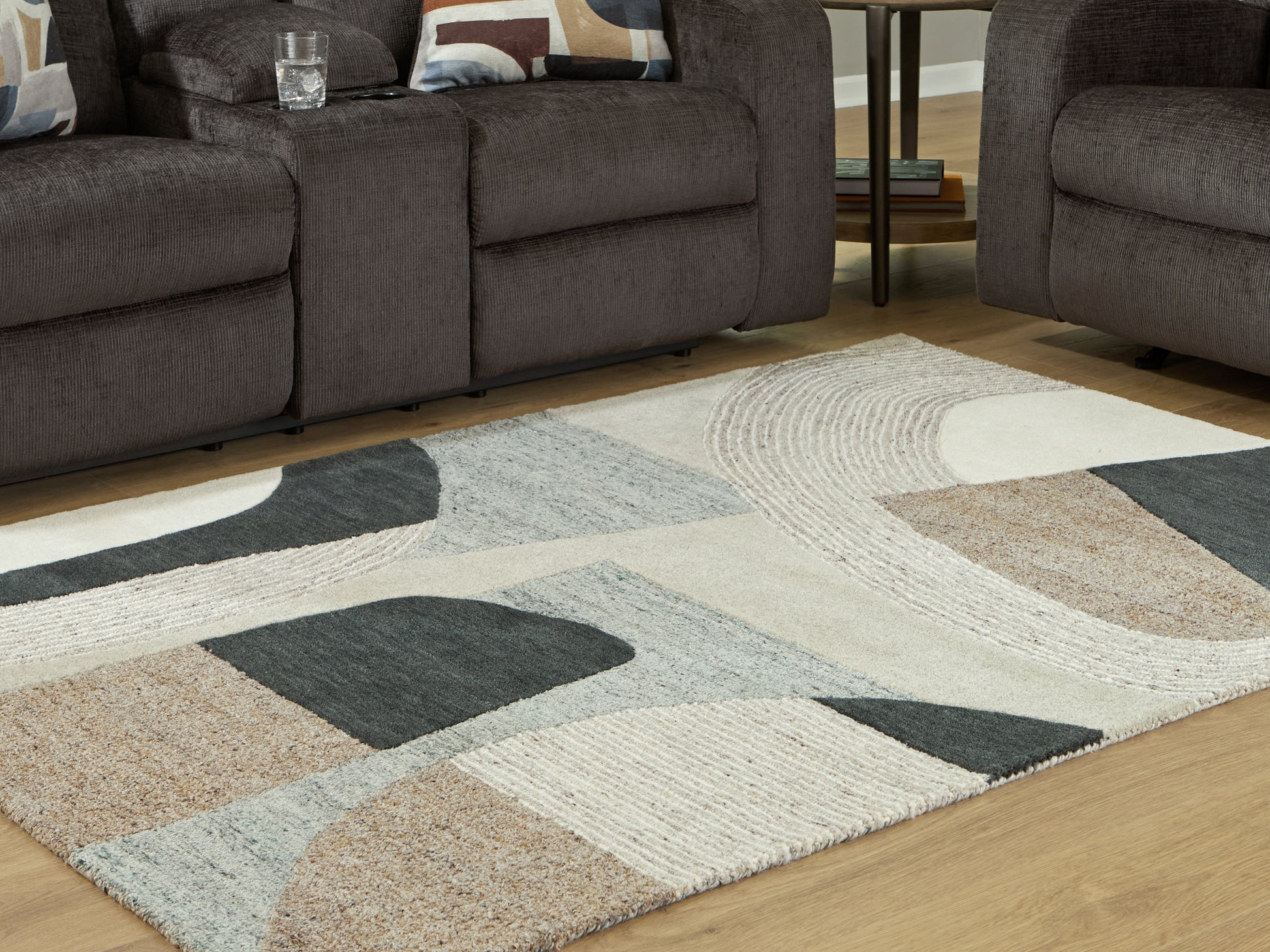 Myers Furniture Outlet - Ashley Furniture - Edrickhill Rug - 8' x 10' Rug / Grayish Teal/Taupe/Cream - R407121
