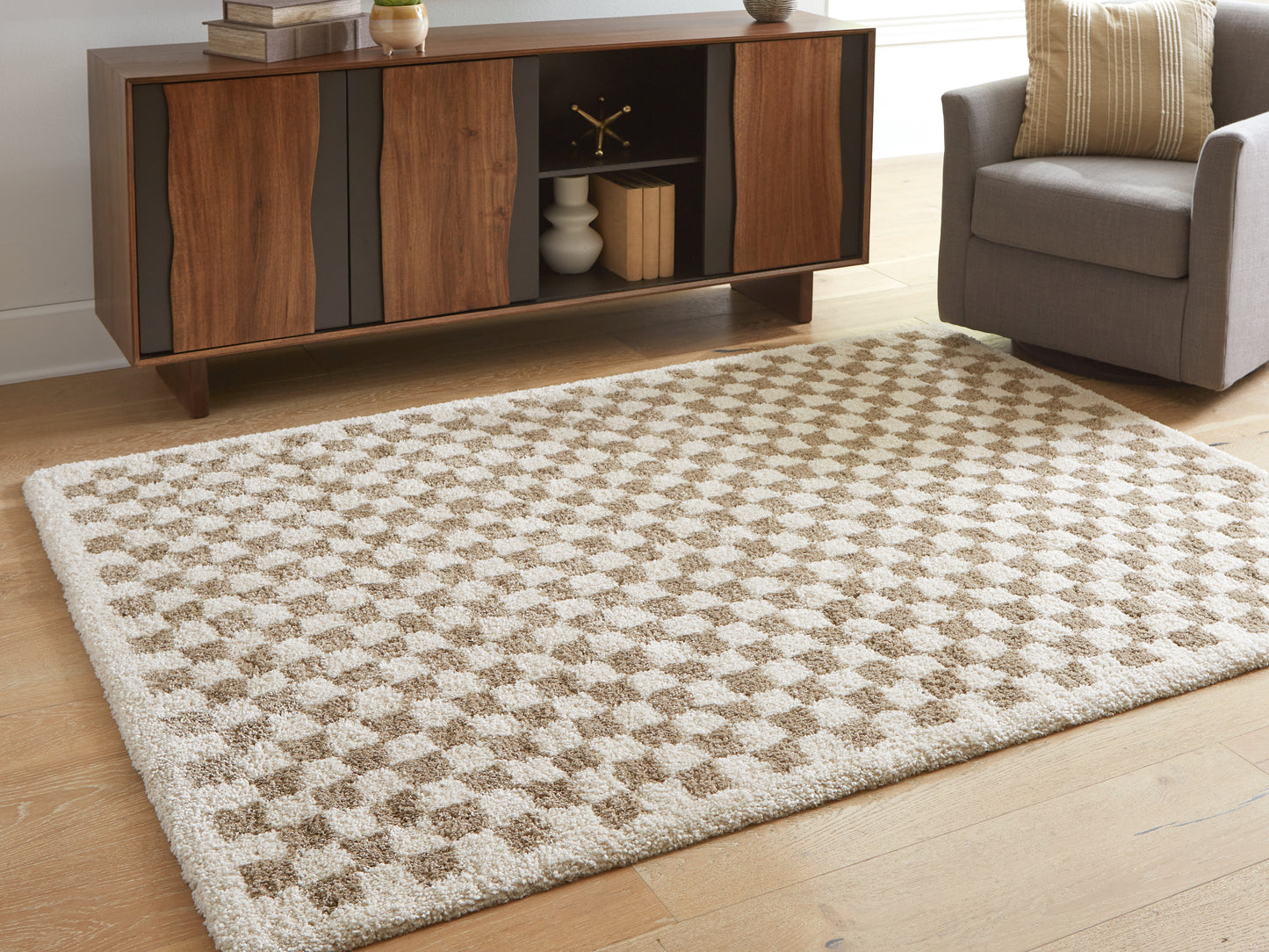 Myers Furniture Outlet - Ashley Furniture - Karamen Rug - Medium Rug / Taupe/Ivory - R407342