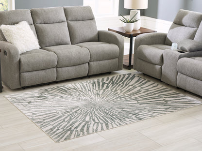 Myers Furniture Outlet - Ashley Furniture - Verland Rug - Washable 5' x 7' Area Rug / Gray/White - R407432