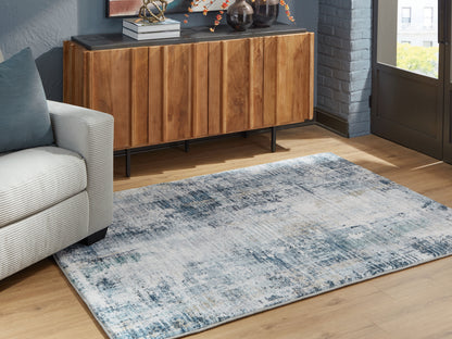 Myers Furniture Outlet - Ashley Furniture - Arlenmont Rug - 5' x 7' Area Rug / Blue/White/Brown - R407482