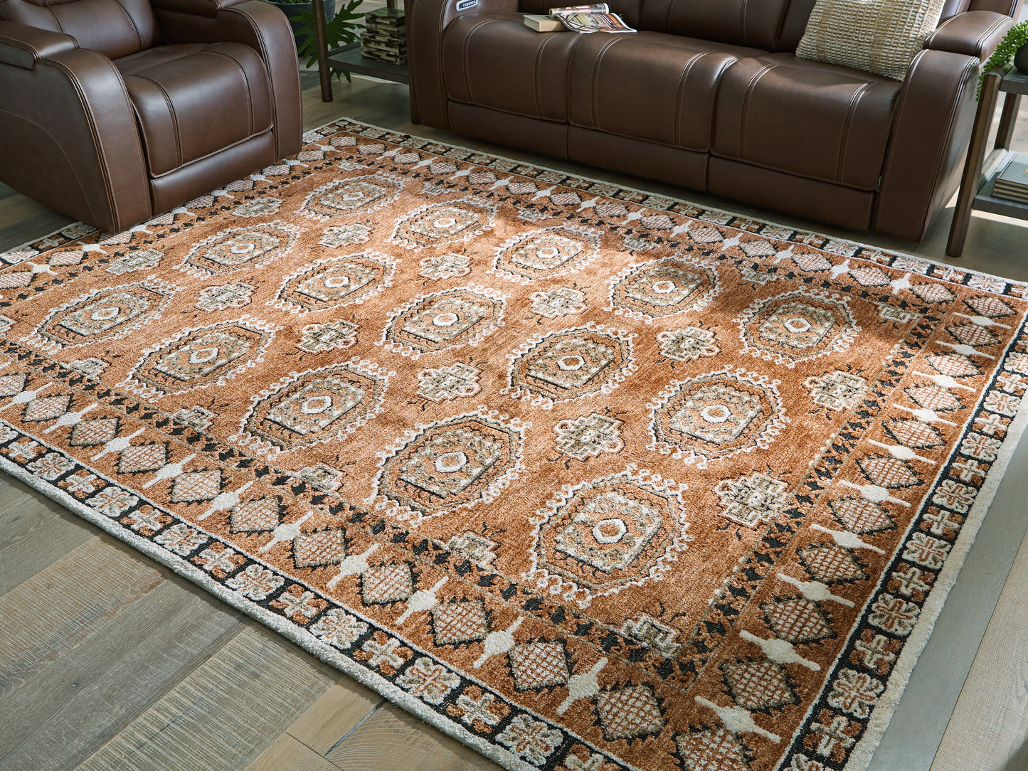 Myers Furniture Outlet - Ashley Furniture - Qaabiz Rug - 7'8" x 10' Area Rug / Sienna/Ivory/Black - R407521