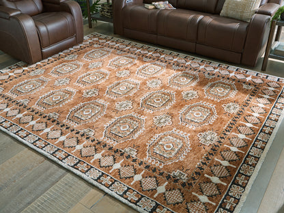 Myers Furniture Outlet - Ashley Furniture - Qaabiz Rug - 7'8" x 10' Area Rug / Sienna/Ivory/Black - R407521