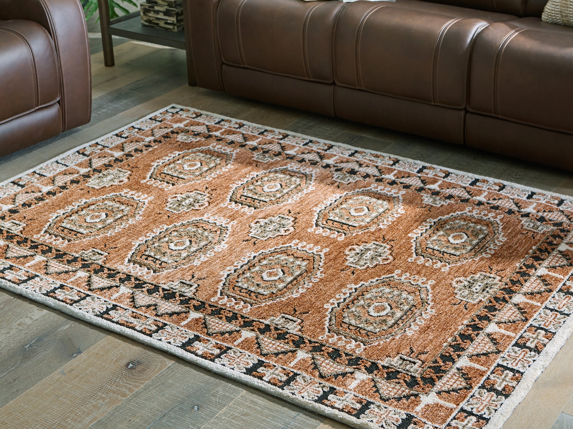Myers Furniture Outlet - Ashley Furniture - Qaabiz Rug - 7'8" x 10' Area Rug / Sienna/Ivory/Black - R407521