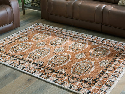 Myers Furniture Outlet - Ashley Furniture - Qaabiz Rug - 7'8" x 10' Area Rug / Sienna/Ivory/Black - R407521