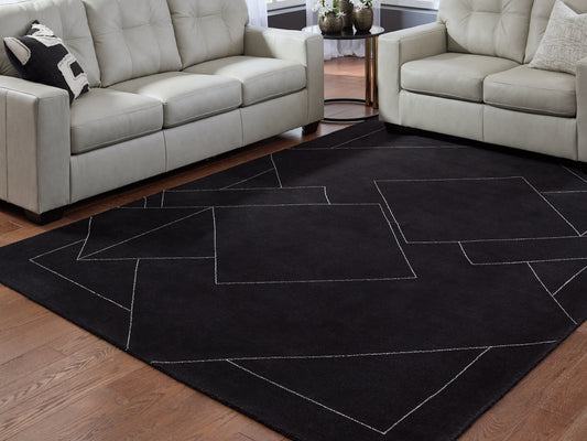 Myers Furniture Outlet - Ashley Furniture - Marav Rug - 7'8" x 10' Area Rug / Black/White - R407531