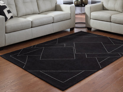 Myers Furniture Outlet - Ashley Furniture - Marav Rug - 5' x 7' Area Rug / Black/White - R407532