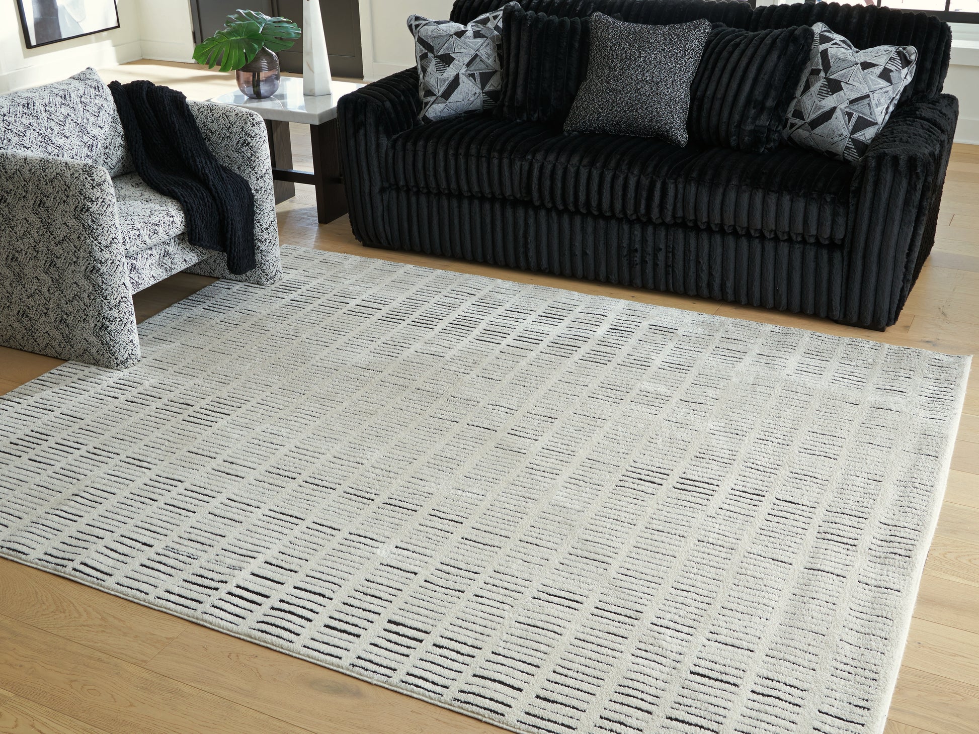 Myers Furniture Outlet - Ashley Furniture - Turinwith Rug - 7'10" x 9'10" Area Rug / Ivory/Black - R407551