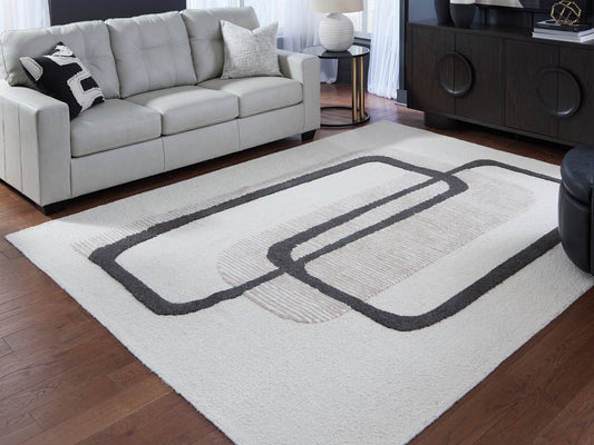Myers Furniture Outlet - Ashley Furniture - Davismour Rug - 7'8" x 10' Area Rug / Ivory/Taupe/Charcoal - R407561