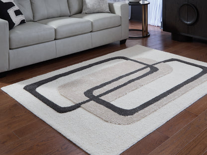Myers Furniture Outlet - Ashley Furniture - Davismour Rug - 5' x 7' Area Rug / Ivory/Taupe/Charcoal - R407562