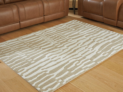 Myers Furniture Outlet - Ashley Furniture - Corrbell Rug - 5' x 7' Area Rug / Beige/White - R407632