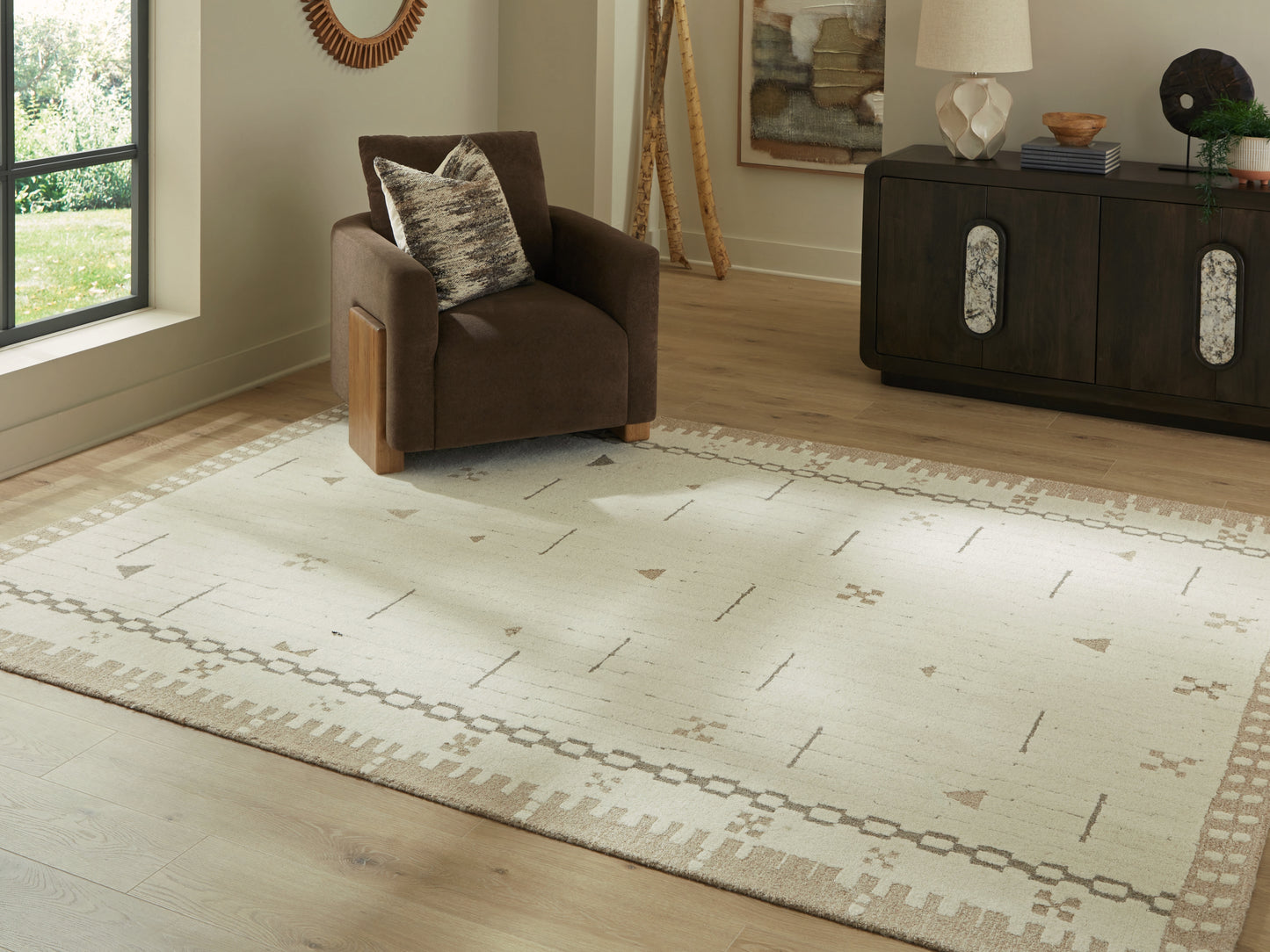 Myers Furniture Outlet - Ashley Furniture - Dot Rug - 7'8" x 10' Area Rug / Cream/Brown/Taupe - R407651
