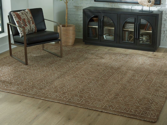Myers Furniture Outlet - Ashley Furniture - Merrittman Rug - 7'8" x 10' Area Rug / Brown/Ivory - R407701
