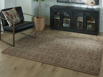 Myers Furniture Outlet - Ashley Furniture - Merrittman Rug - 5' x 7' Area Rug / Brown/Ivory - R407702
