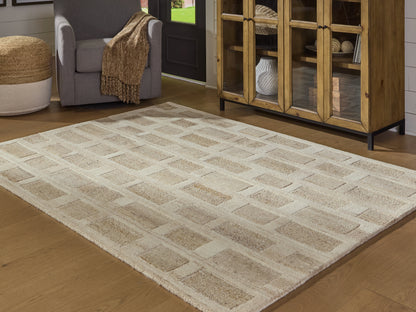 Myers Furniture Outlet - Ashley Furniture - Lisgrove Rug - 7'8" x 10' Area Rug / Tan/Brown/White - R407711