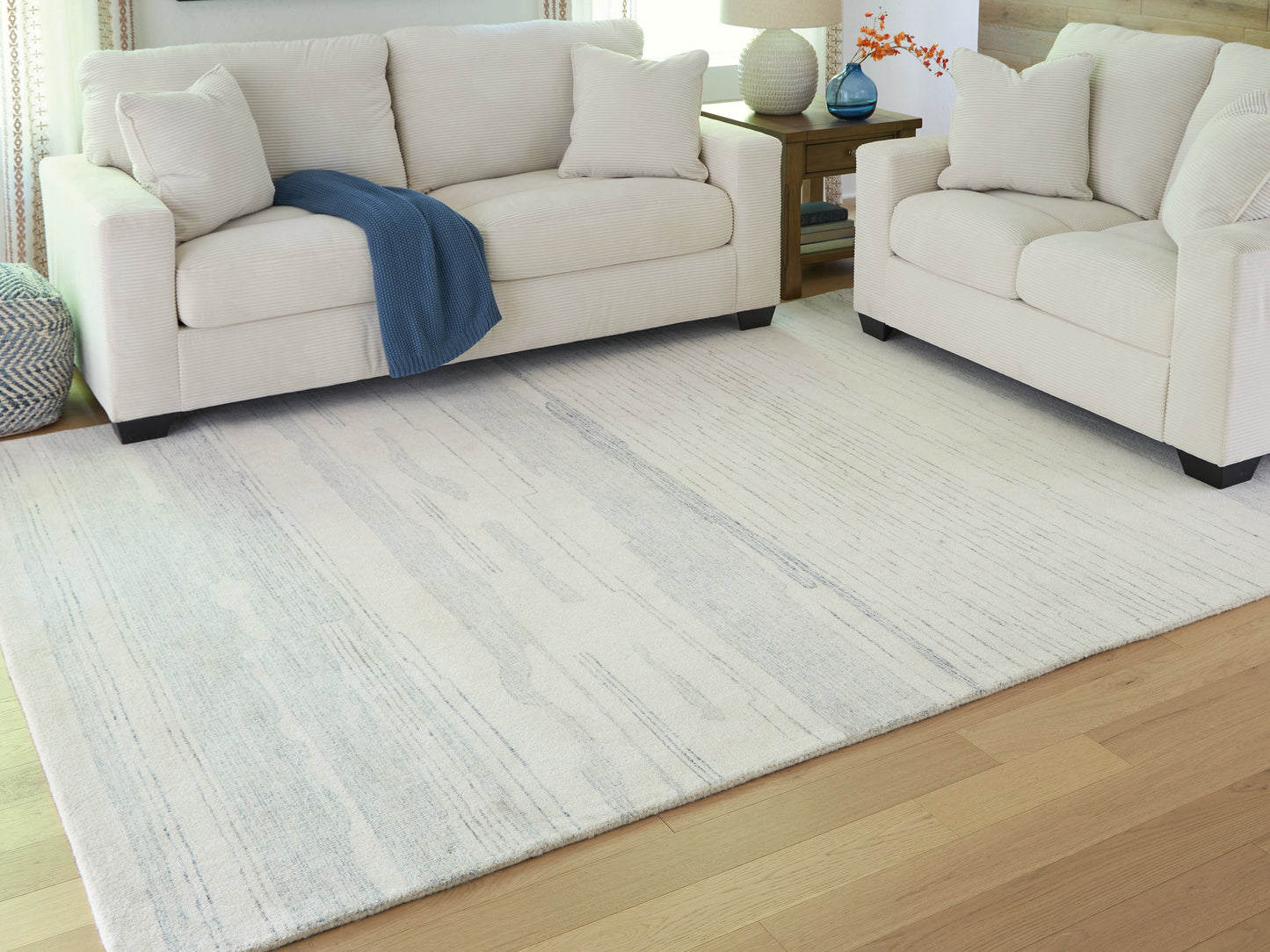 Myers Furniture Outlet - Ashley Furniture - Genemost Rug - 7'8" x 10' Area Rug / Ivory/Blue - R407841
