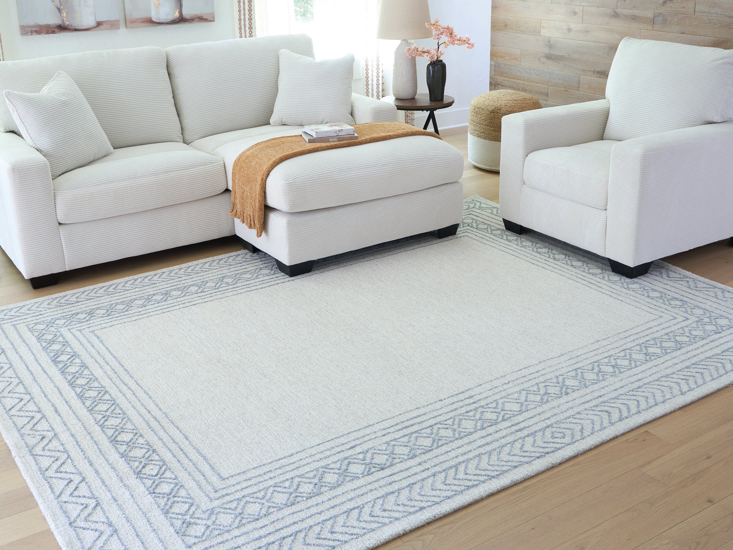 Myers Furniture Outlet - Ashley Furniture - Azelhurst Rug - 5' x 7' Area Rug / Blue/Ivory/Gray - R407852