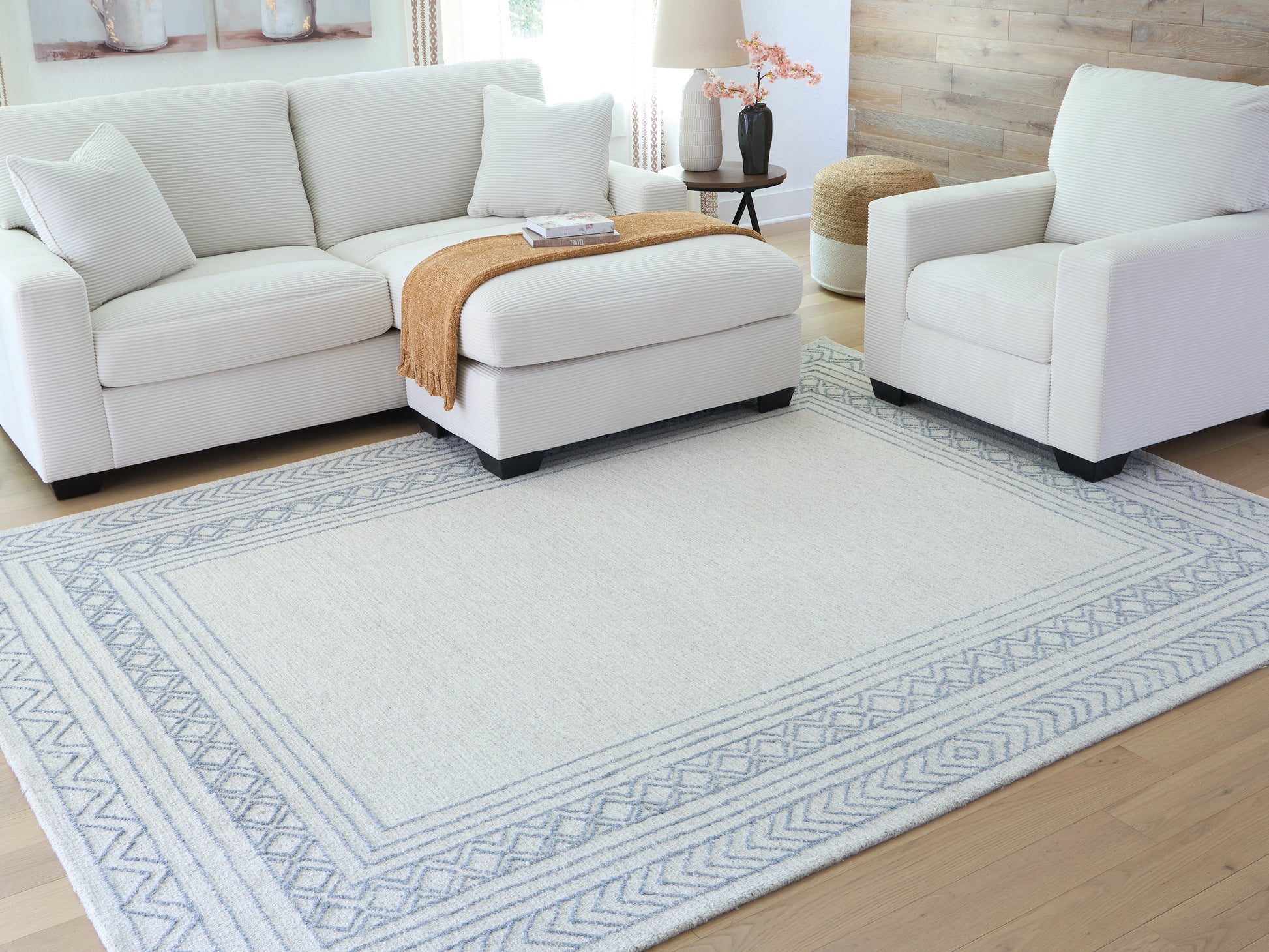 Myers Furniture Outlet - Ashley Furniture - Azelhurst Rug - 5' x 7' Area Rug / Blue/Ivory/Gray - R407852
