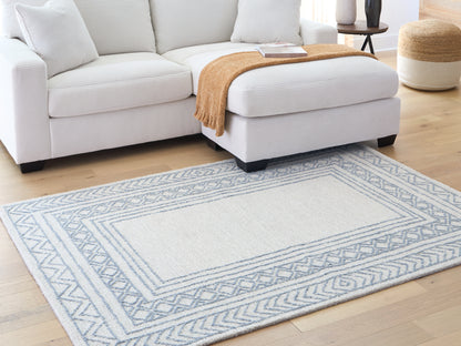 Myers Furniture Outlet - Ashley Furniture - Azelhurst Rug - 5' x 7' Area Rug / Blue/Ivory/Gray - R407852