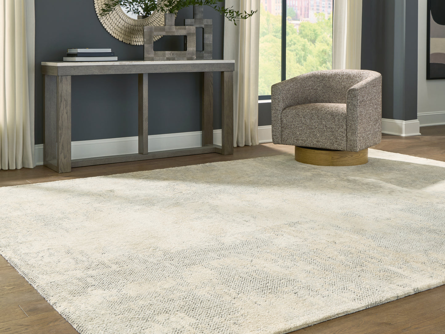 Myers Furniture Outlet - Ashley Furniture - Raif Rug - Extra Large Rug / Gray/White/Cream - R408080