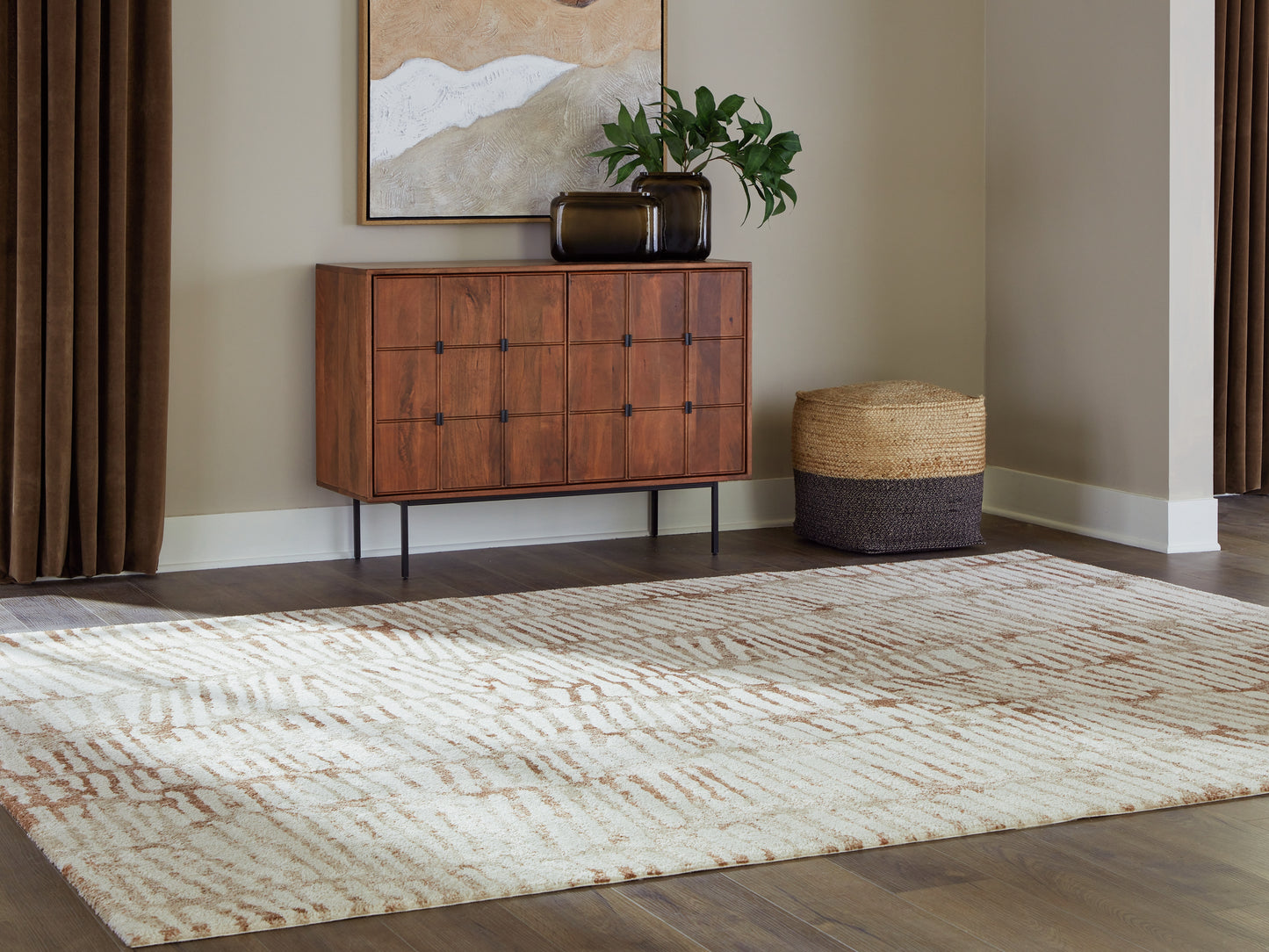 Myers Furniture Outlet - Ashley Furniture - Uduak Rug - Large Rug / Cream/Tan/Rust - R408111