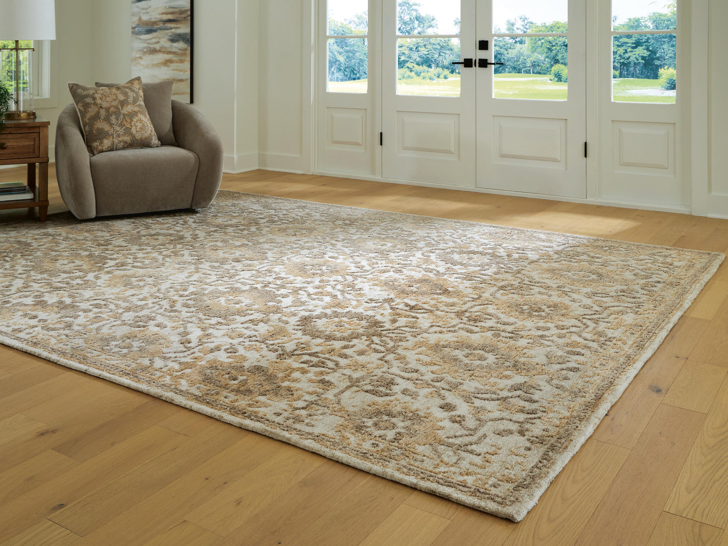Myers Furniture Outlet - Ashley Furniture - Sableridge Rug - Extra Large Rug / Ivory/Taupe/Camel - R408570