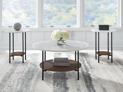 Myers Furniture Outlet - Ashley Furniture - Wrenwich Table (Set of 3) - Occasional Table Set (3/CN) / Brown/Black/White - T167-13