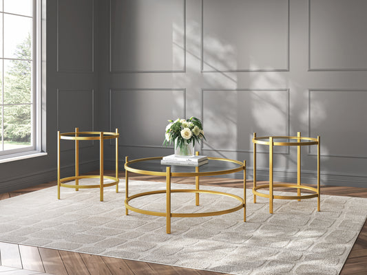 Myers Furniture Outlet - Ashley Furniture - Pearlox Table (Set of 3) - Occasional Table Set (3/CN) / Gold - T173-13