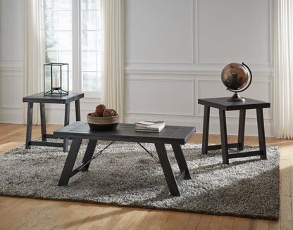 Myers Furniture Outlet - Ashley Furniture - Noorbrook Table (Set of 3) - Occasional Table Set (3/CN) / Black/Pewter - T351-13