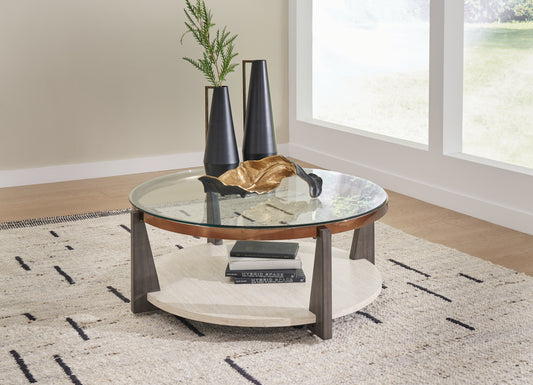 Myers Furniture Outlet - Ashley Furniture - Frazwa Coffee Table - Round Cocktail Table / Multi - T432-8