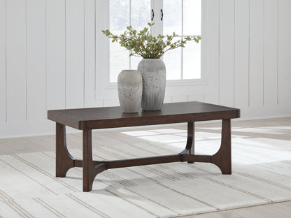 Myers Furniture Outlet - Ashley Furniture - Korestone Coffee Table - Rectangular Cocktail Table / Dark Brown - T438-1
