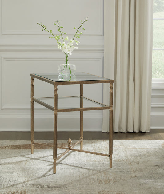 Myers Furniture Outlet - Ashley Furniture - Cloverty End Table - Rectangular End Table / Aged Gold Finish - T440-3