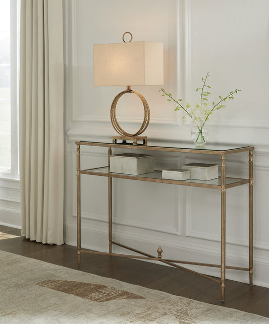 Myers Furniture Outlet - Ashley Furniture - Cloverty Sofa Table - Sofa Table / Aged Gold Finish - T440-4