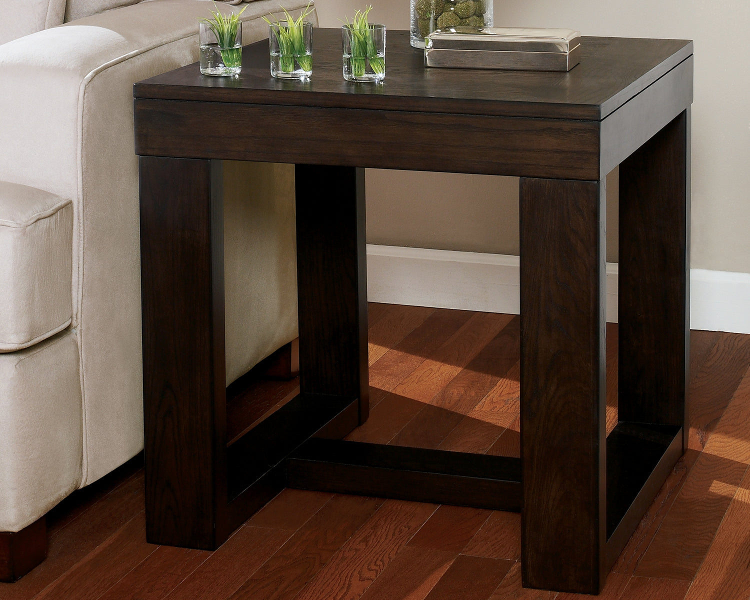 Myers Furniture Outlet - Ashley Furniture - Watson End Table - Square End Table / Dark Brown - T481-2