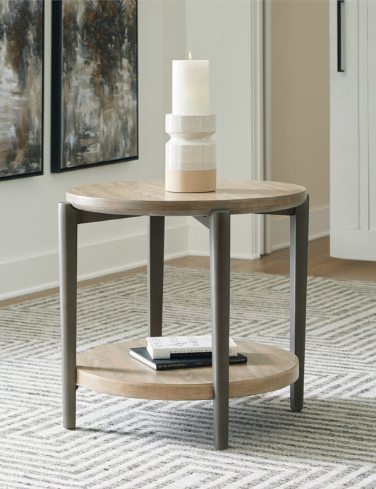 Myers Furniture Outlet - Ashley Furniture - Dyonton End Table - Round End Table / Light Grayish Brown - T574-6