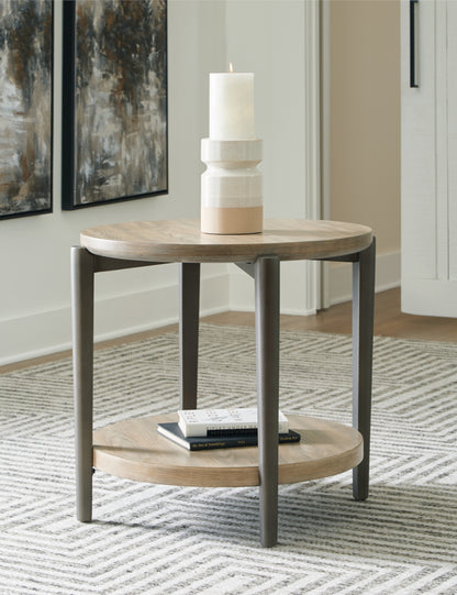 Myers Furniture Outlet - Ashley Furniture - Dyonton End Table - Round End Table / Light Grayish Brown - T574-6