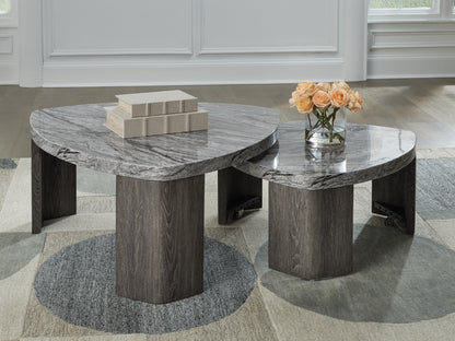 Myers Furniture Outlet - Ashley Furniture - Surmour Stacked Coffee Table - Stacked Cocktail Table / Gray/Brown - T600-0